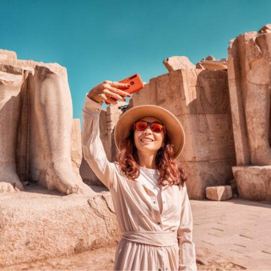 Tourist visiting Luxor Temple in Luxor