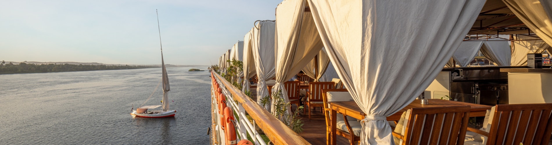 Royal suite overlooking the Nile River on MS Farah