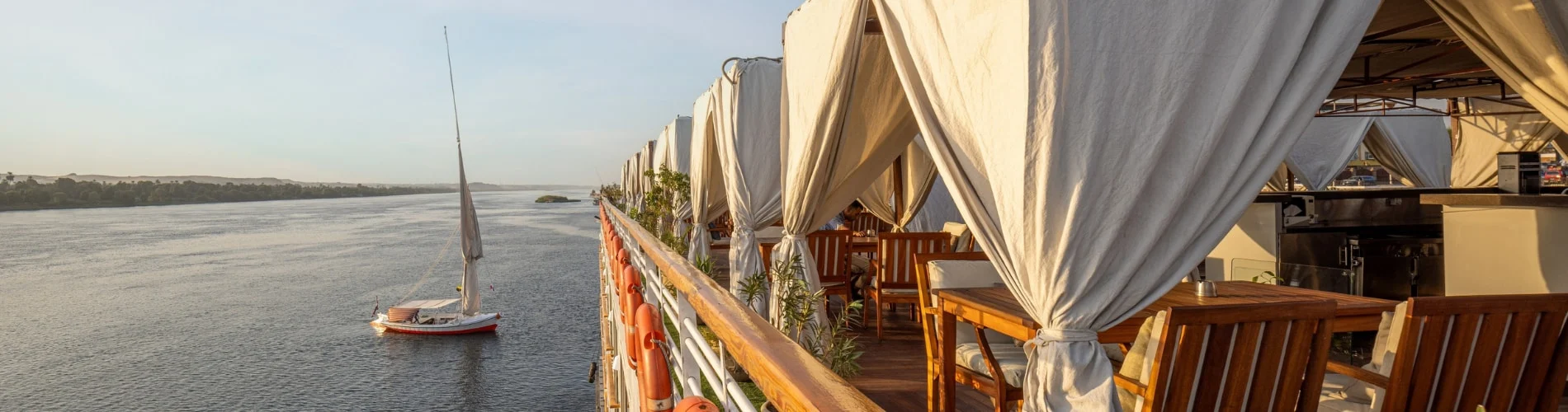 Royal suite overlooking the Nile River on MS Farah